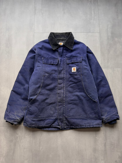 VINTAGE CARHARTT NAVY ARCTIC WORK JACKET WITH HOOD - XLARGE