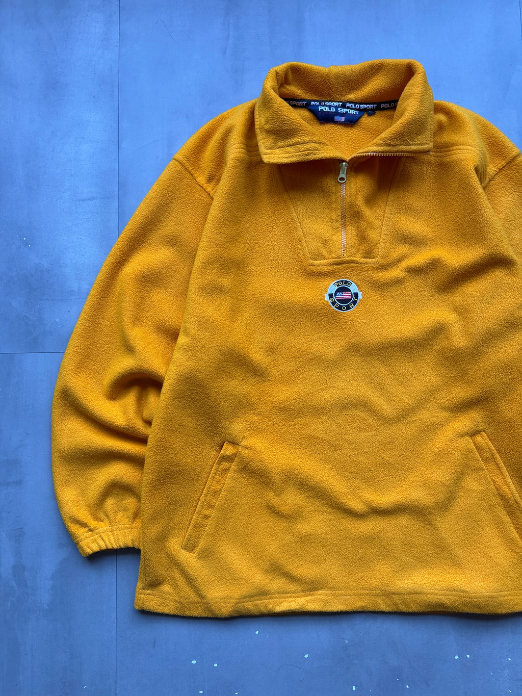 VINTAGE RALPH LAUREN POLO SPORT YELLOW FLEECE SWEATER - XL