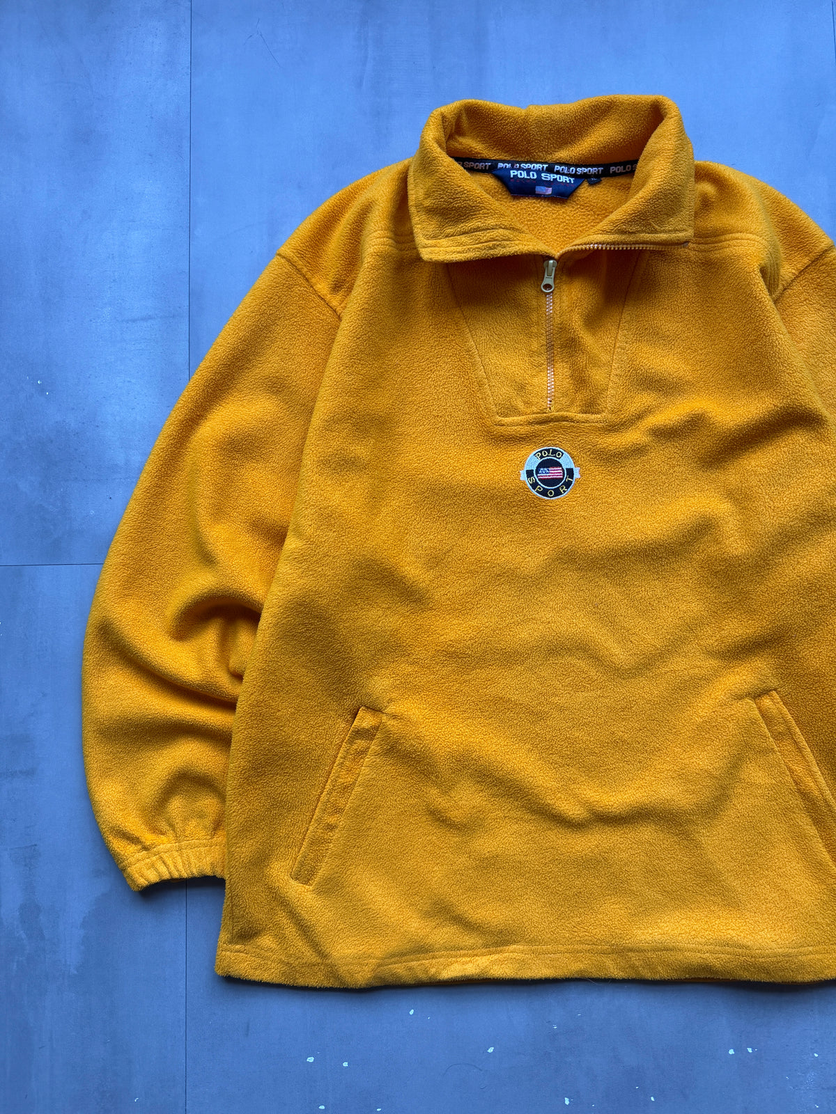 VINTAGE RALPH LAUREN POLO SPORT YELLOW FLEECE SWEATER - XL