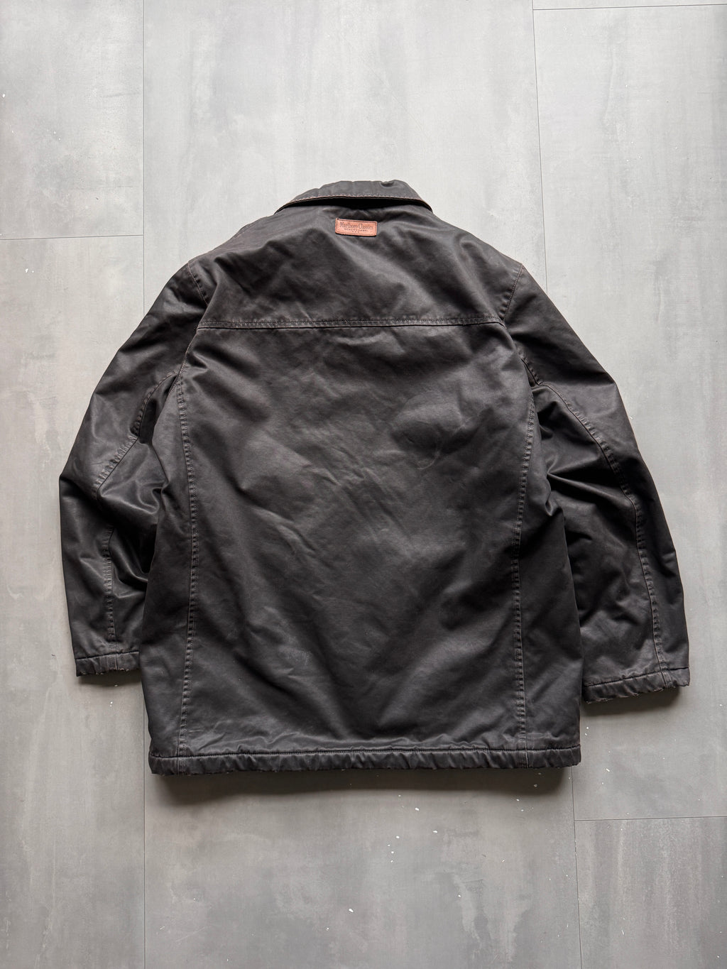 VINTAGE MARLBORO CLASSICS DARK BROWN/BLACK LEATHER JACKET - XL