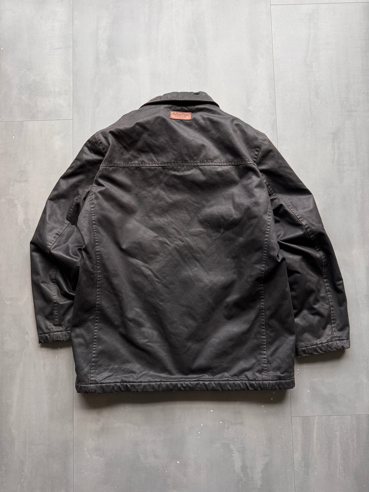 VINTAGE MARLBORO CLASSICS DARK BROWN/BLACK LEATHER JACKET - XL