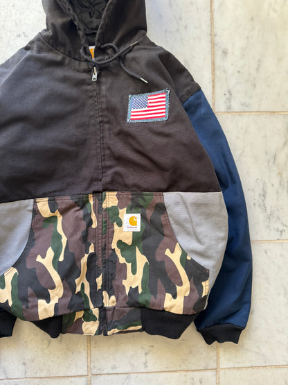 CARHARTT REWORKED CAMO PATTERN ACTIVE JACKET - LARGE