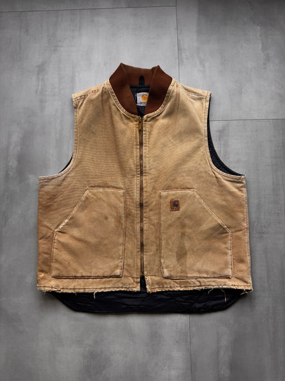 VINTAGE CARHARTT TAN WORK GILET - LARGE