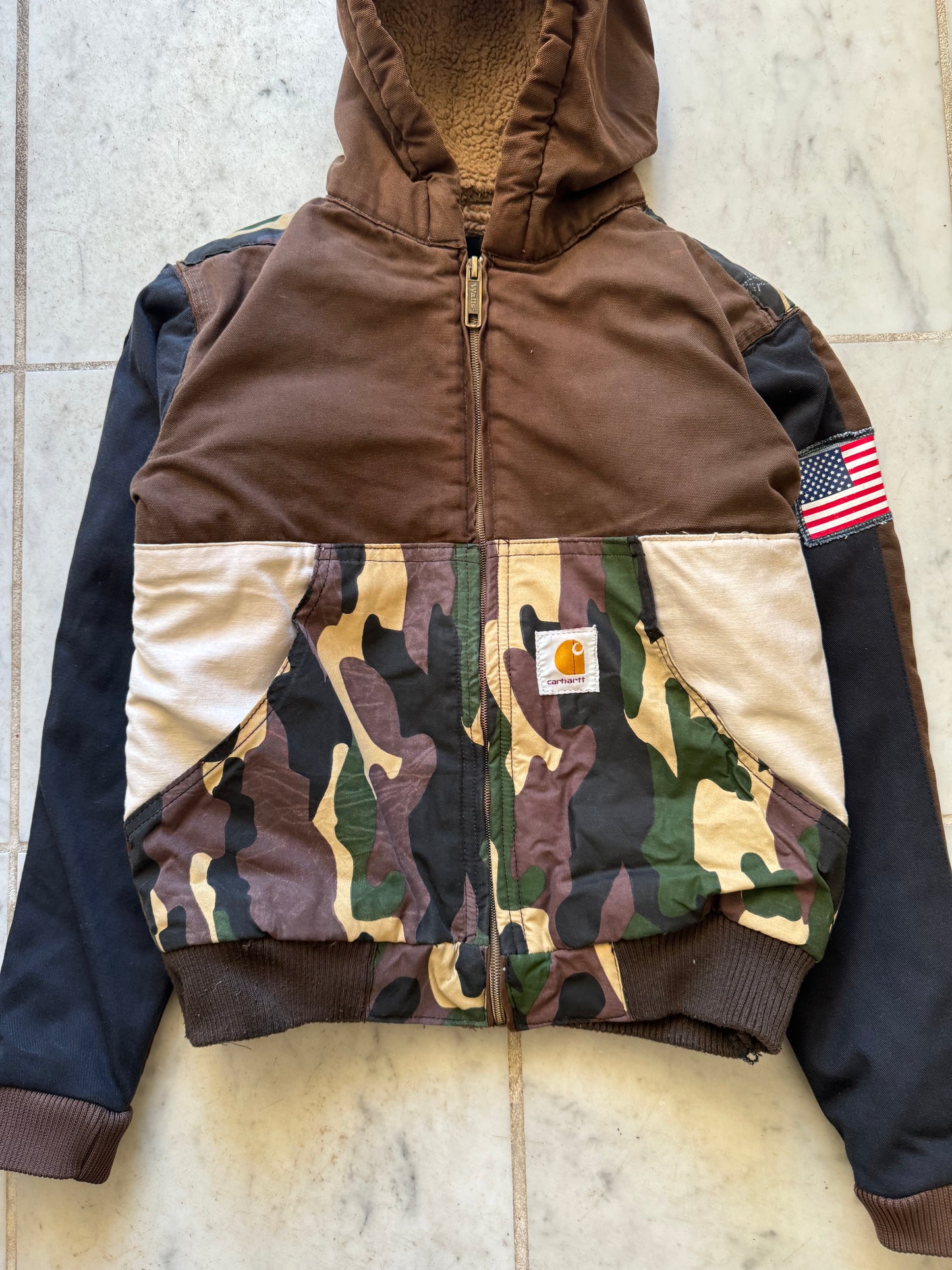 CARHARTT REWORKED CAMO PATTERN ACTIVE JACKET - XXSMALL