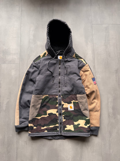 VINTAGE CARHARTT REWORKED CAMO PATTERN ACTIVE JACKET - XS