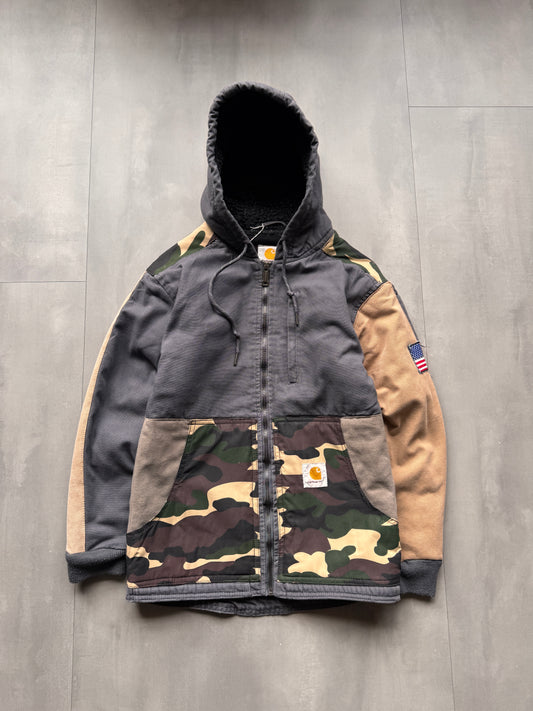 VINTAGE CARHARTT REWORKED CAMO PATTERN ACTIVE JACKET - XS