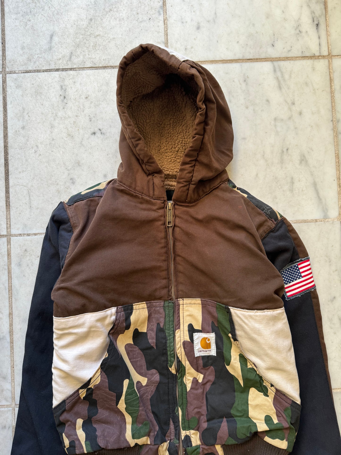 CARHARTT REWORKED CAMO PATTERN ACTIVE JACKET - XXSMALL