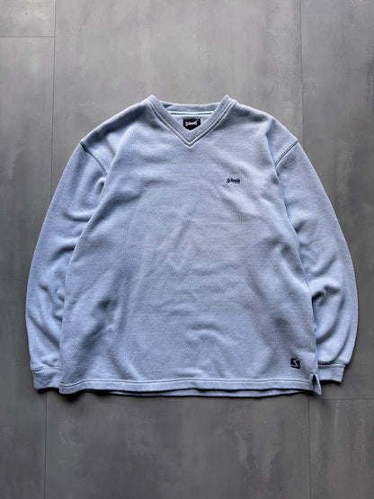 VINTAGE SCHOTT NYC LIGHT BLUE V-NECK SWEATER - L