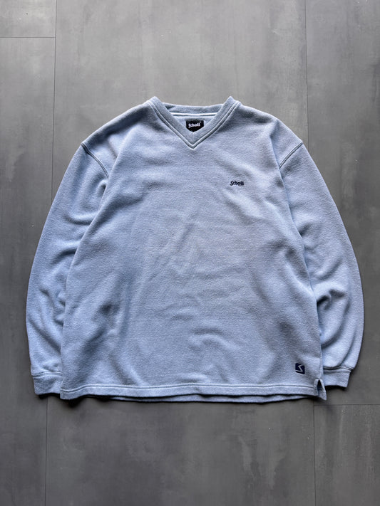 VINTAGE SCHOTT NYC LIGHT BLUE V-NECK SWEATER - L