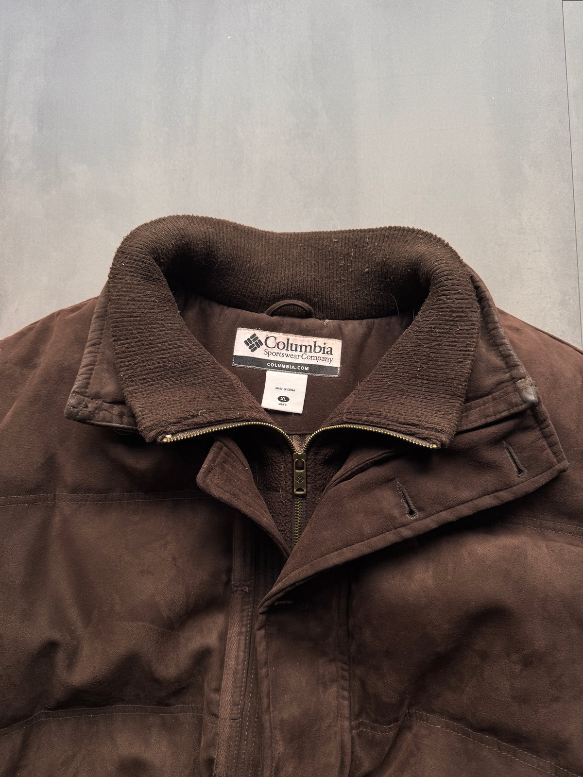VINTAGE COLUMBIA SPORTSWEAR SUEDE PADDED JACKET - XL
