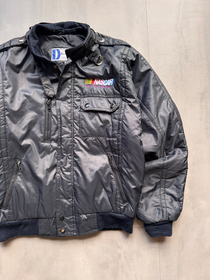 VINTAGE NASCAR BLACK PUFFER JACKET - M
