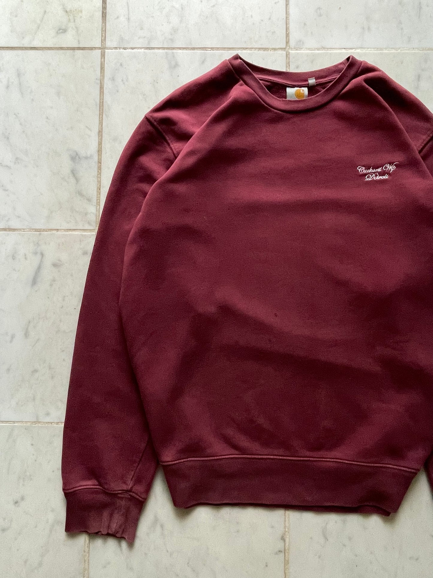 CARHARTT SCRIPT BURGUNDY SWEATER - LARGE