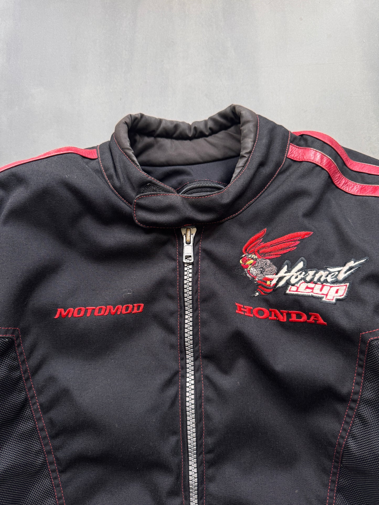 VINTAGE HONDA HORNET CUP BLACK MOTORCYCLE JACKET - L