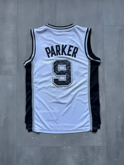 VINTAGE ADIDAS NBA SAN ANTONIO SPURS TONY PARKER WHITE JERSEY - S