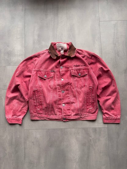 VINTAGE AVIREX FADED RED TRUCKER JACKET - M