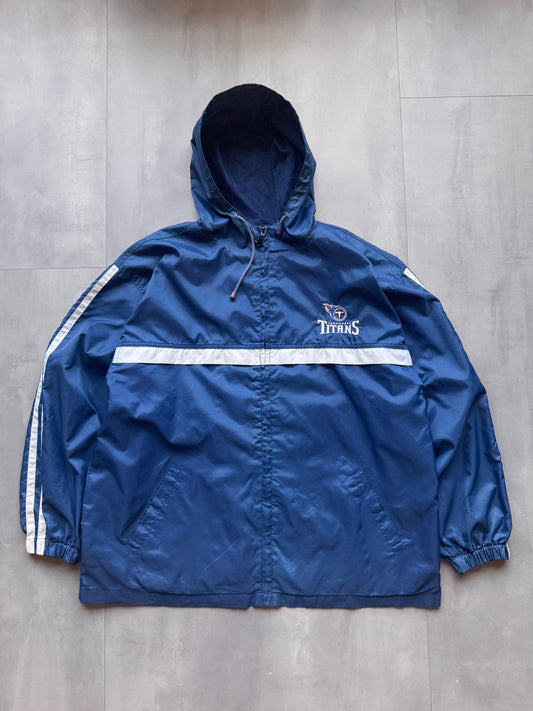 VINTAGE NFL TENNESSEE TITANS NAVY WINDBREAKER JACKET - XL
