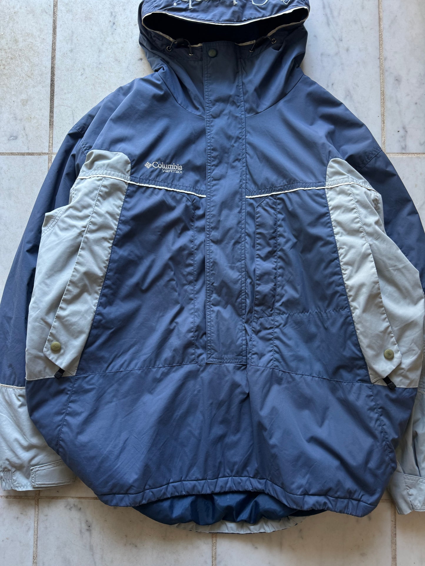 COLUMBIA VERTEX BLUE/GREY PULLOVER WINTER JACKET - XLARGE