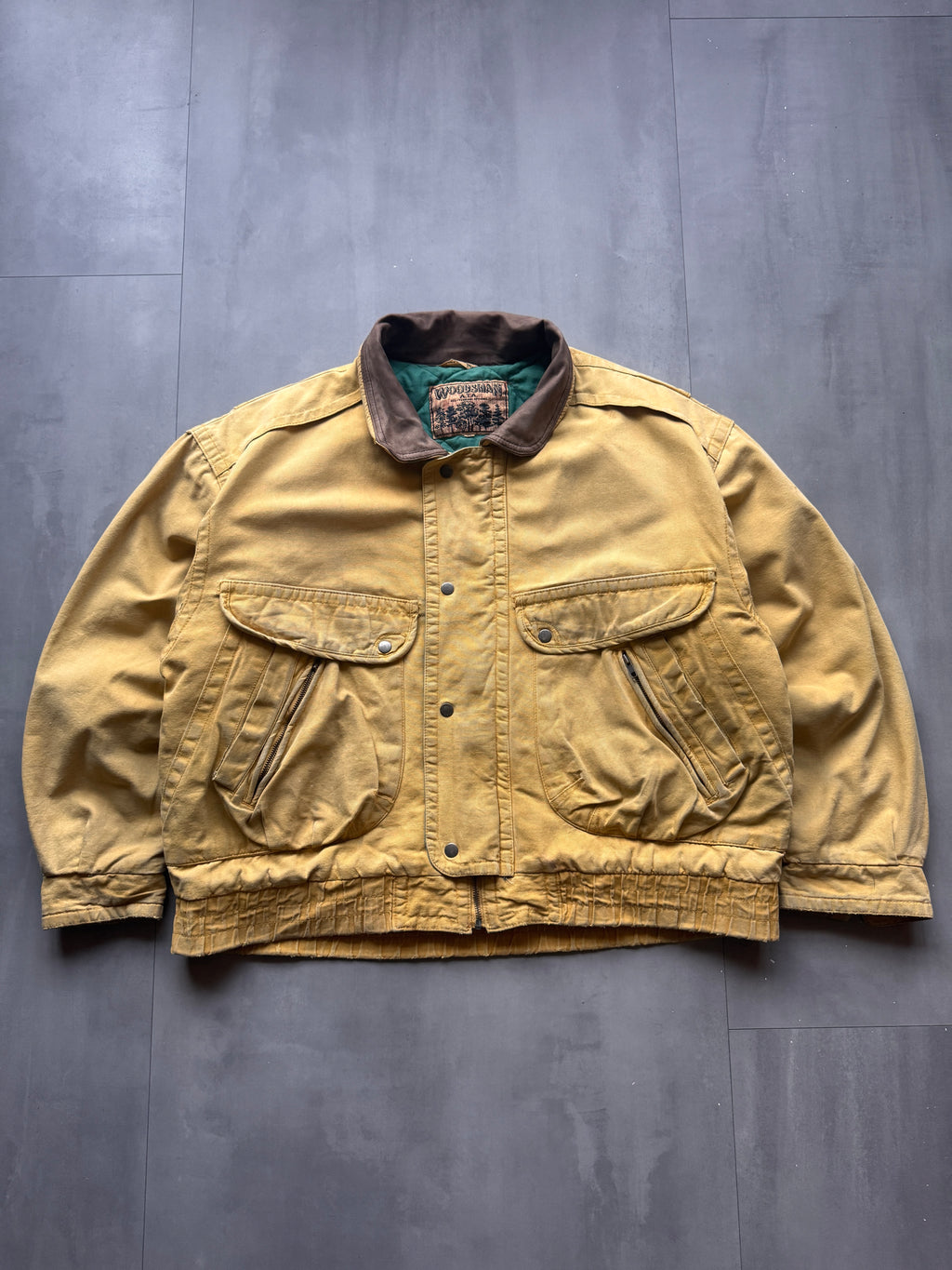 VINTAGE WOODSMAN FADED YELLOW TRUCKER JACKET - XL