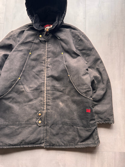 VINTAGE TOUGH DUCK BLACK WORKWEAR JACKET - XL