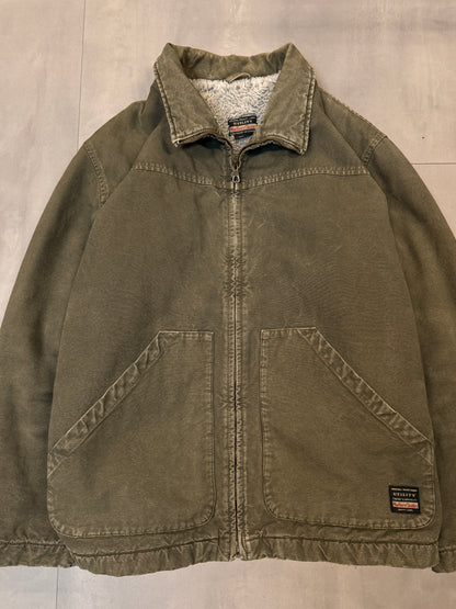 MARLBORO CLASSICS UTILITY GREEN SHERPA LINED TRUCKER JACKET - LARGE