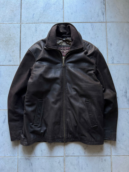 MARLBORO CLASSICS DARK BROWN LEATHER JACKET - LARGE/XLARGE