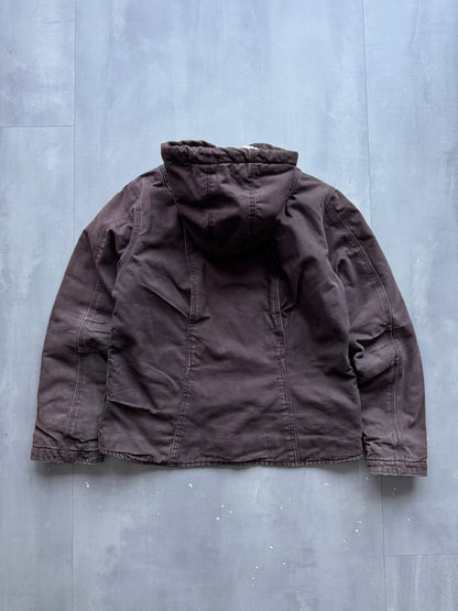 VINTAGE BERNE DARK BROWN SHERPA LINED ACTIVE JACKET - S