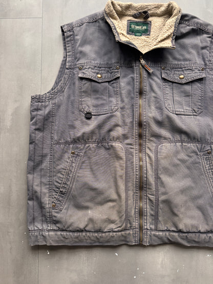 VINTAGE OUTDOOR LIFE GREY SHERPA LINED WORK GILET- XL