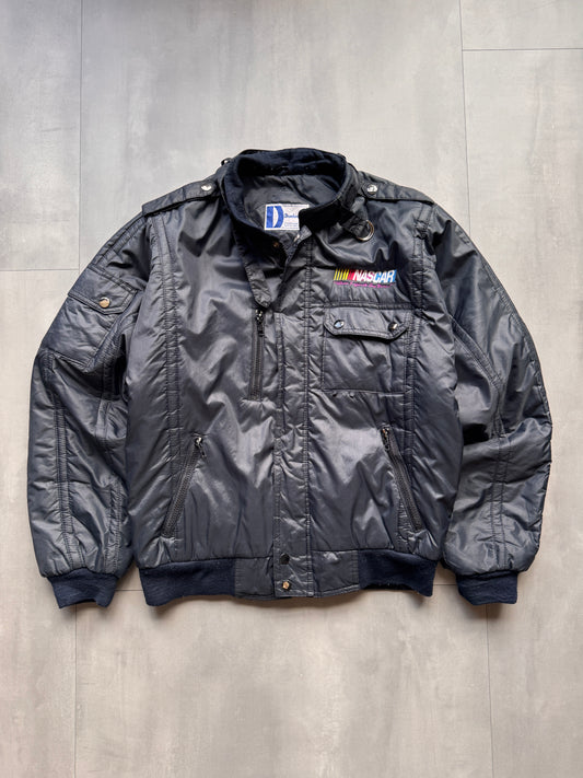 VINTAGE NASCAR BLACK PUFFER JACKET - M