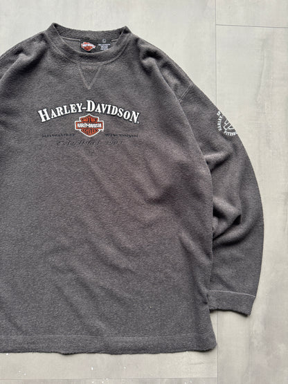 VINTAGE HARLEY DAVIDSON GREY FLEECE SWEATER - L