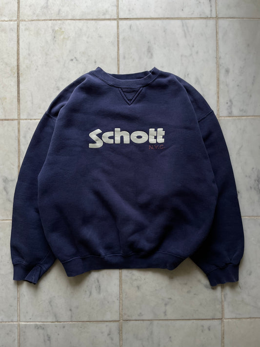 SCHOTT NYC NAVY SWEATER - LARGE