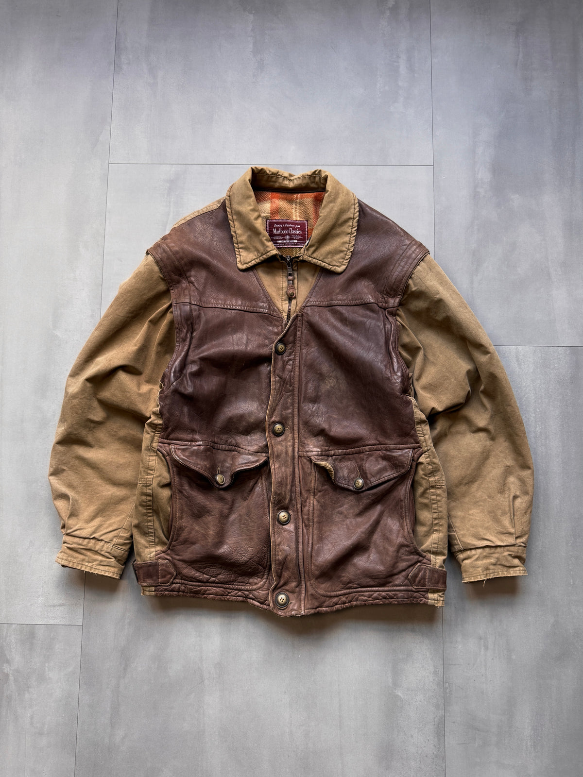VINTAGE MARLBORO CLASSICS LEATHER JACKET - L