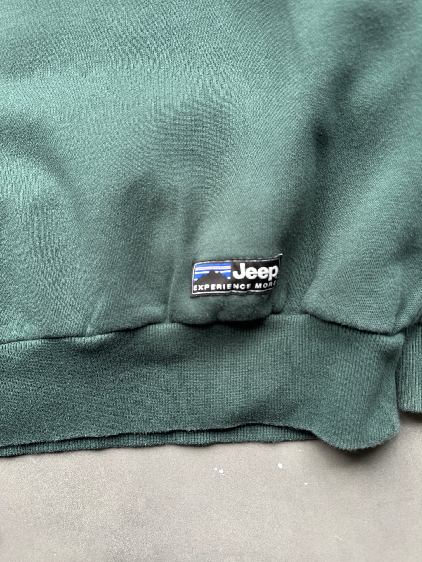 VINTAGE JEEP GREEN 1/4 ZIP SWEATER - L