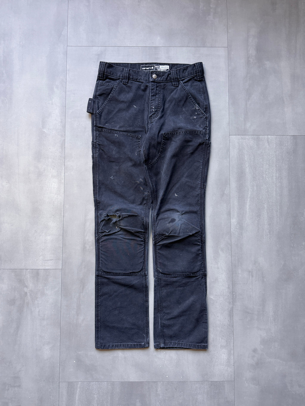 VINTAGE CARHARTT BLACK DOUBLE KNEE CARPENTER PANTS - 32