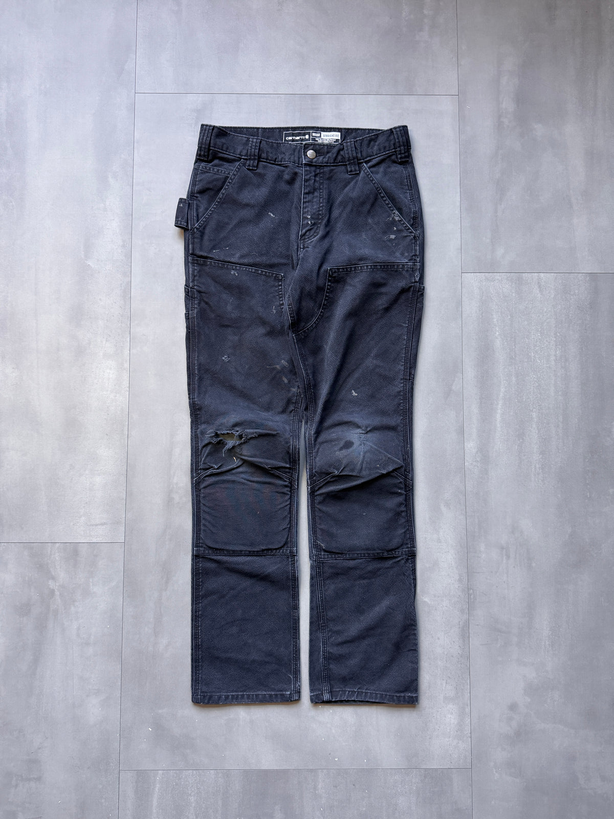 VINTAGE CARHARTT BLACK DOUBLE KNEE CARPENTER PANTS - 32