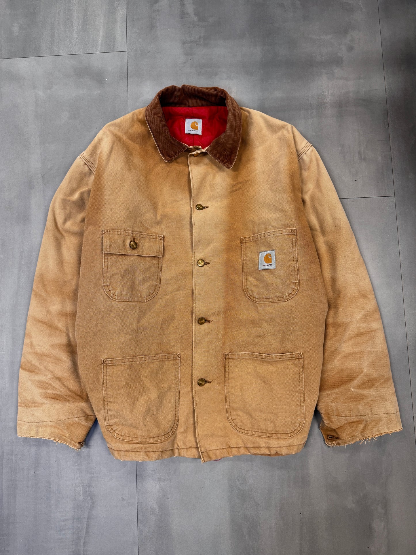 CARHARTT FADED TAN CHORE JACKET - XLARGE