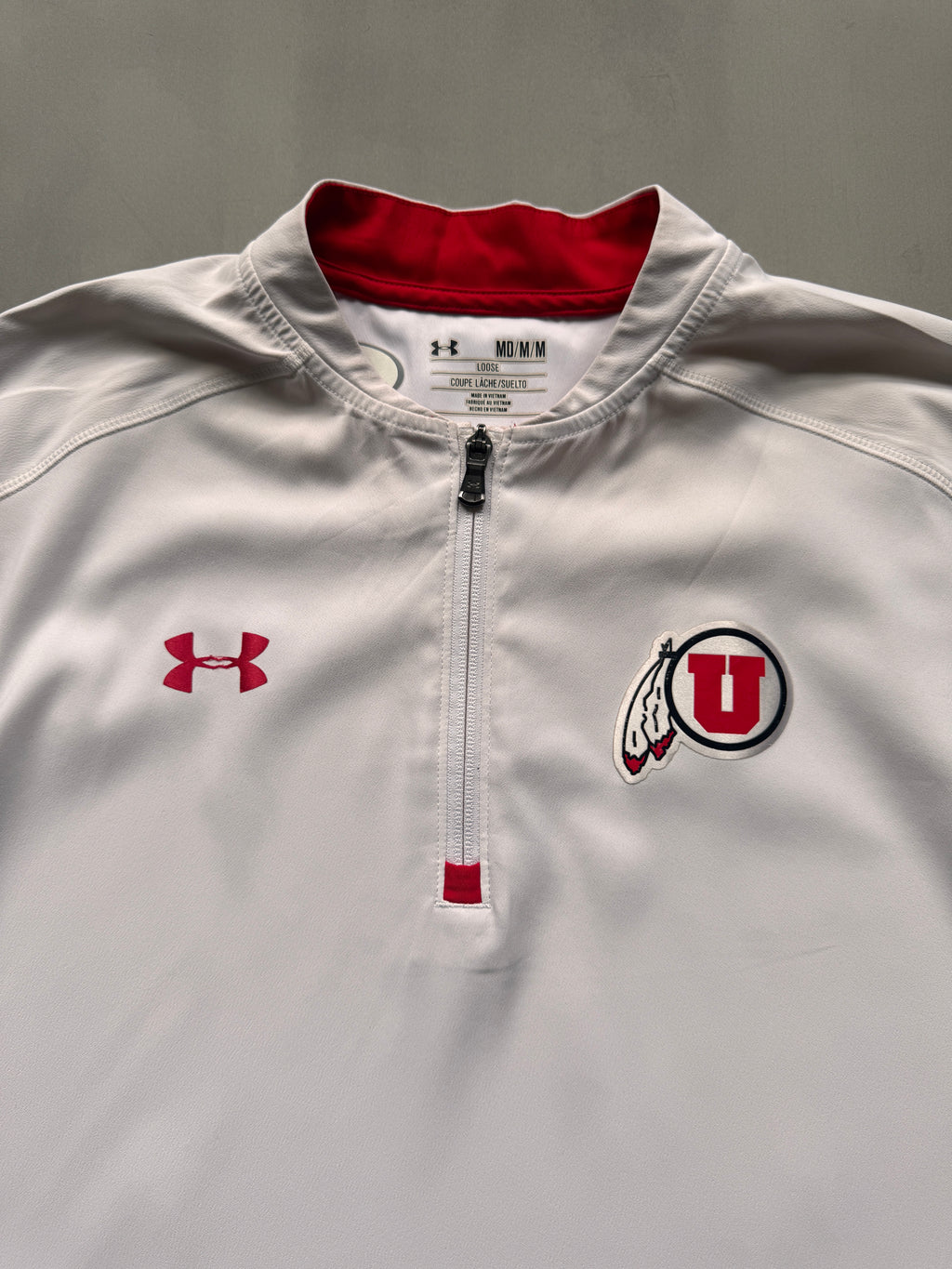 VINTAGE UNDERARMOUR UTAH UTES WHITE SPORT TEE - L