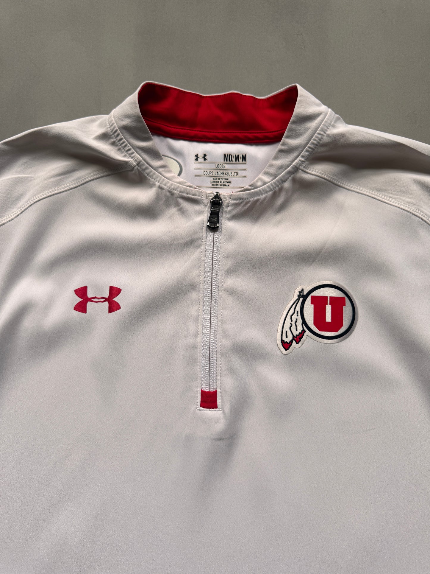 VINTAGE UNDERARMOUR UTAH UTES WHITE SPORT TEE - L
