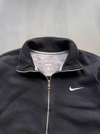 VINTAGE NIKE BLACK ZIP UP SWEATER - M