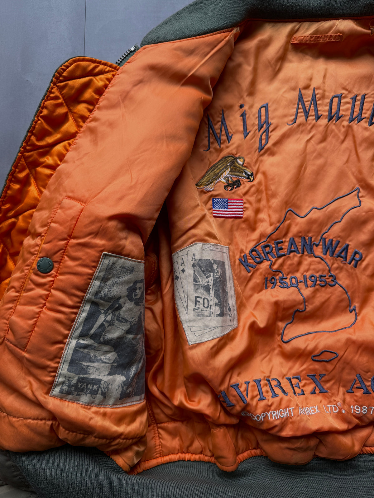 VINTAGE AVIREX LTD. GREEN M1 BOMBER JACKET - L