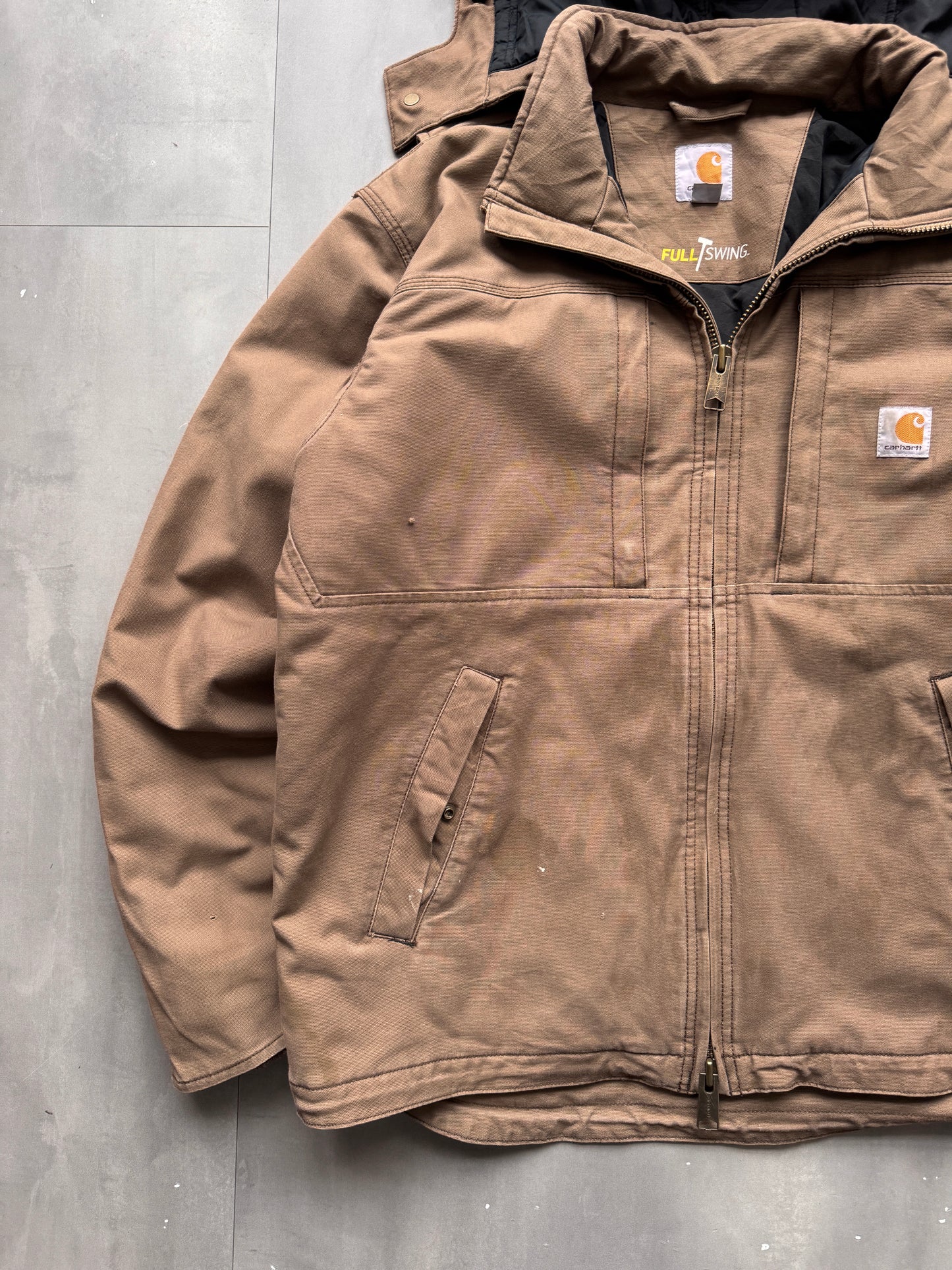 VINTAGE CARHARTT BROWN FULLSWING WORK JACKET - L