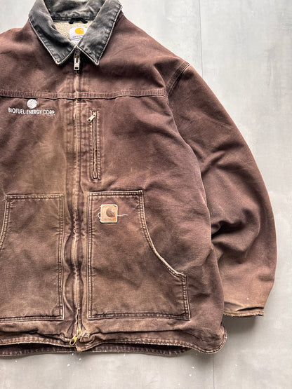 VINTAGE CARHARTT DARK BROWN SHERPA LINED ARCTIC JACKET - XL