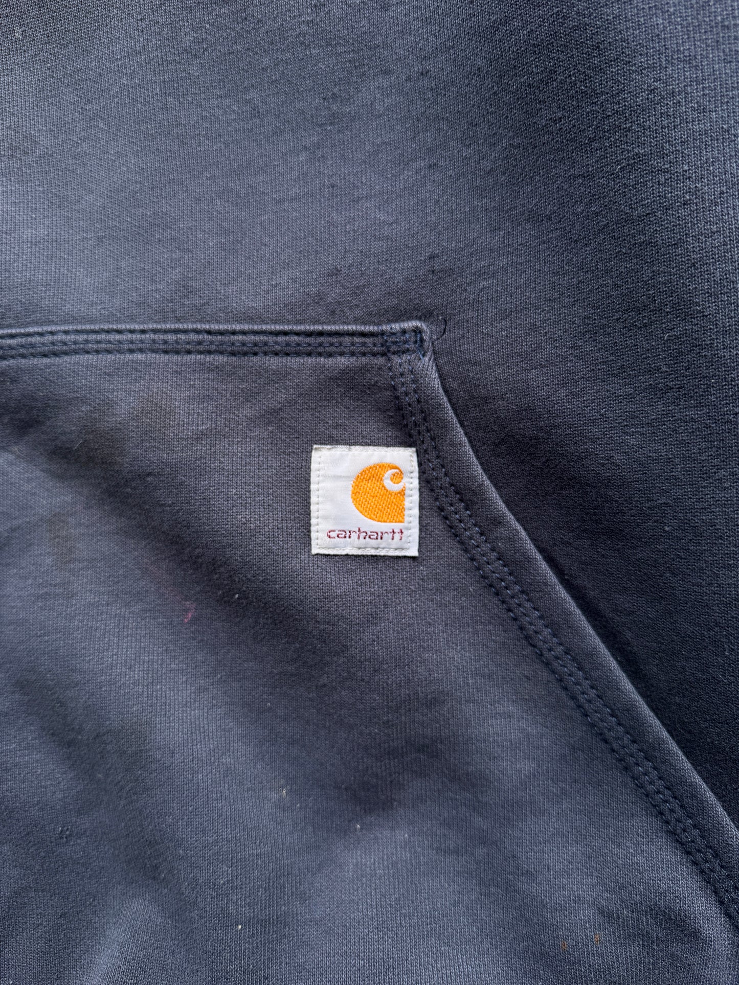 VINTAGE CARHARTT FADED NAVY HOODIE - L