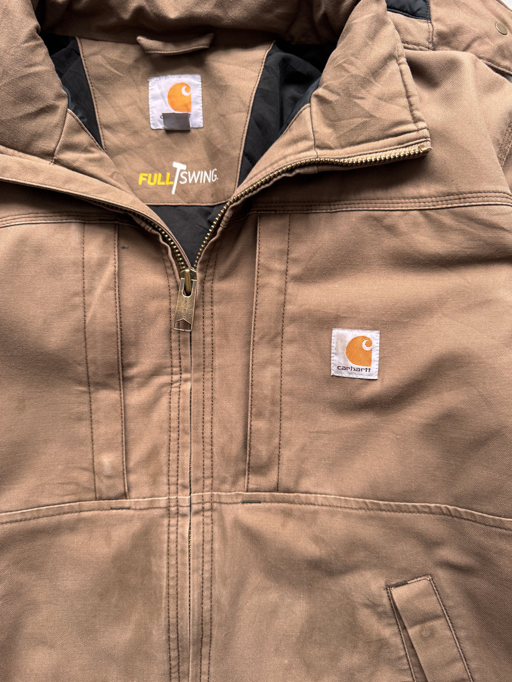 VINTAGE CARHARTT BROWN FULLSWING WORK JACKET - L