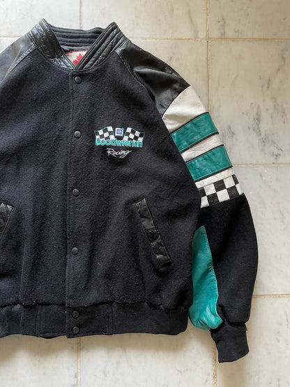 VARSITY RACING JACKET  'GOODWRENCH RACING' TURQUOISE/BLACK JACKET - LARGE