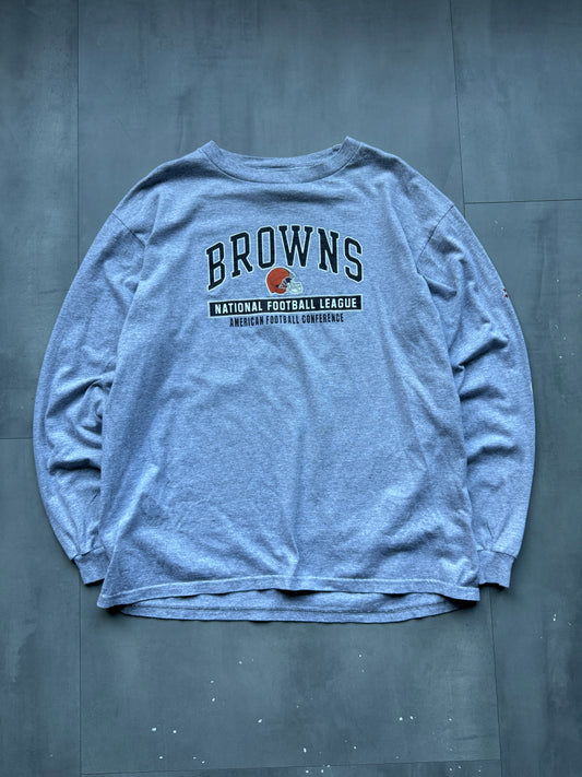 VINTAGE NFL CLEVELAND BROWNS GREY LONGSLEEVE - XL