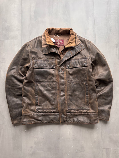 VINTAGE MARLBORO CLASSICS DARK BROWN LEATHER JACKET - L