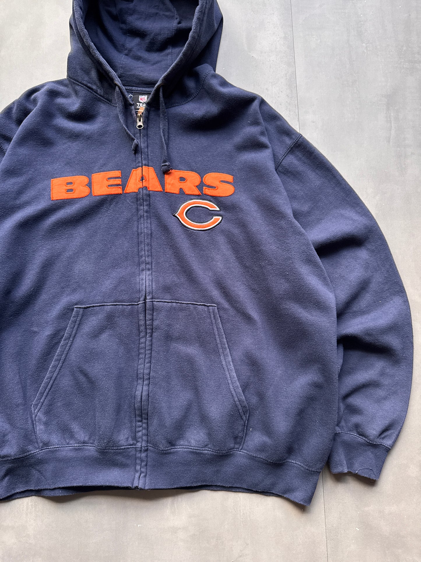 VINTAGE NFL CHICAGO BEARS NAVY ZIP UP HOODIE - XL