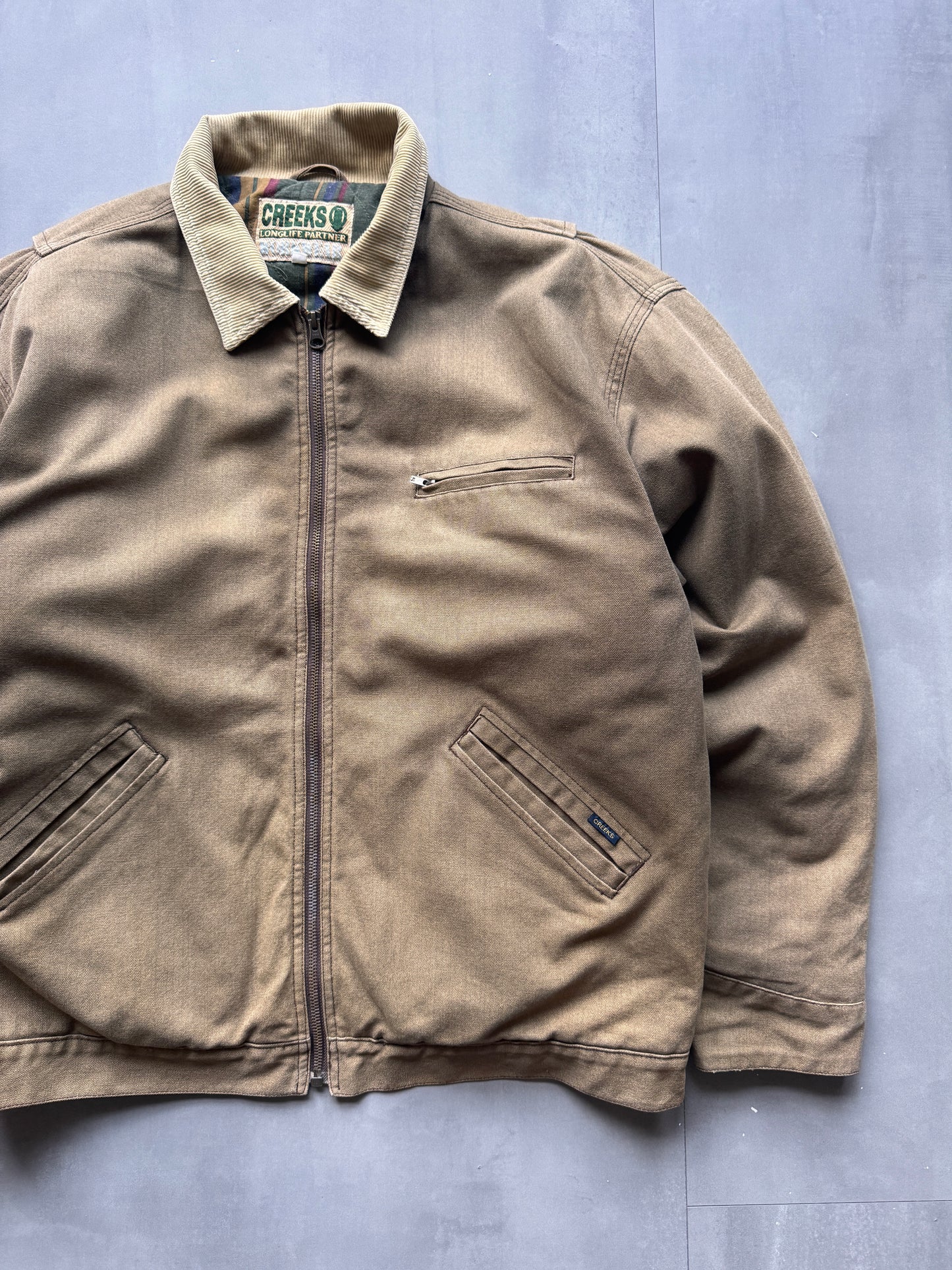 VINTAGE CREEKS LINED GREEN/GREY DETROIT JACKET - L