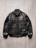 VINTAGE REDSKINS BLACK LEATHER JACKET - L