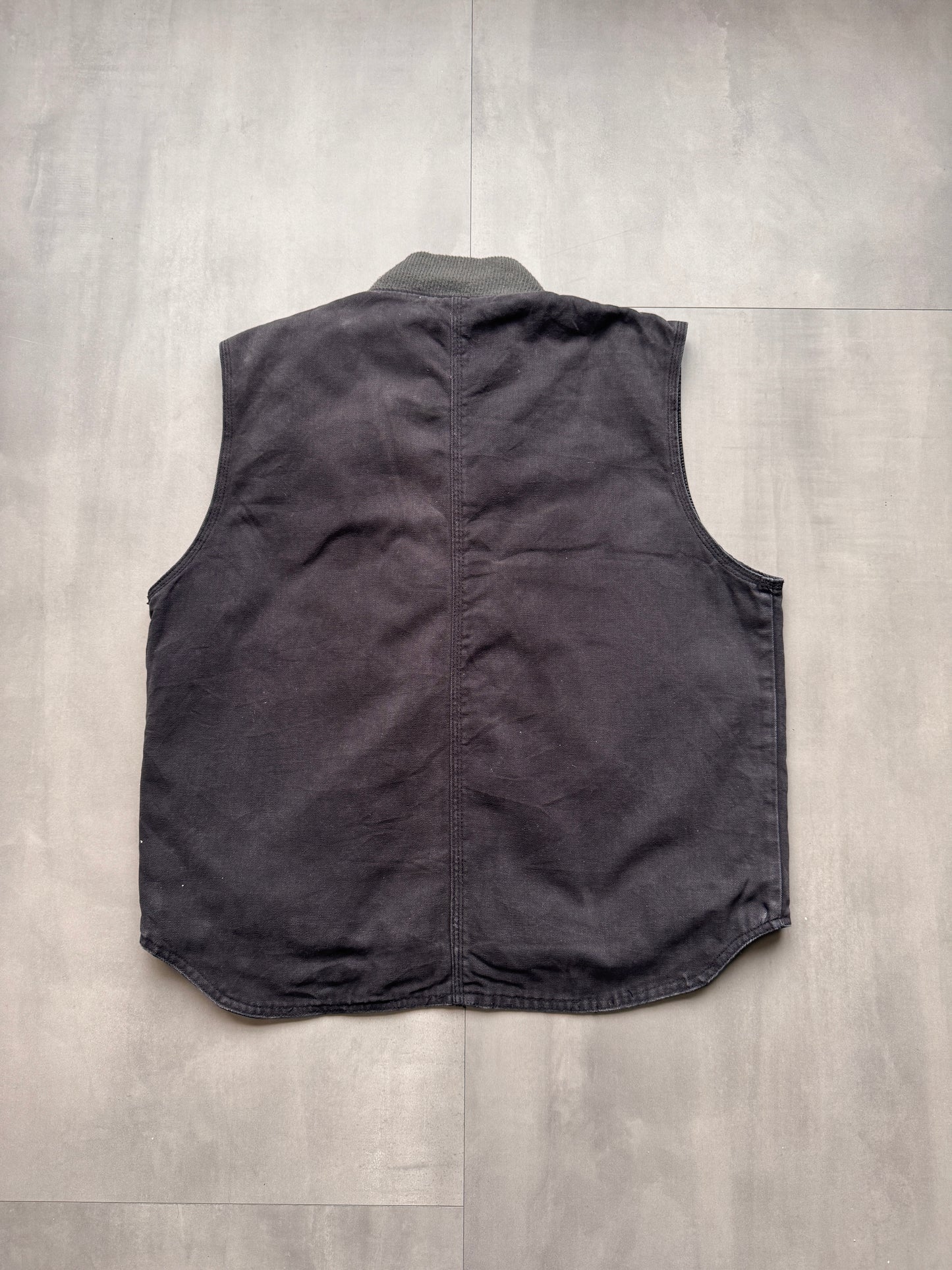 VINTAGE WALLS DARK GREY WORK GILET - LARGE